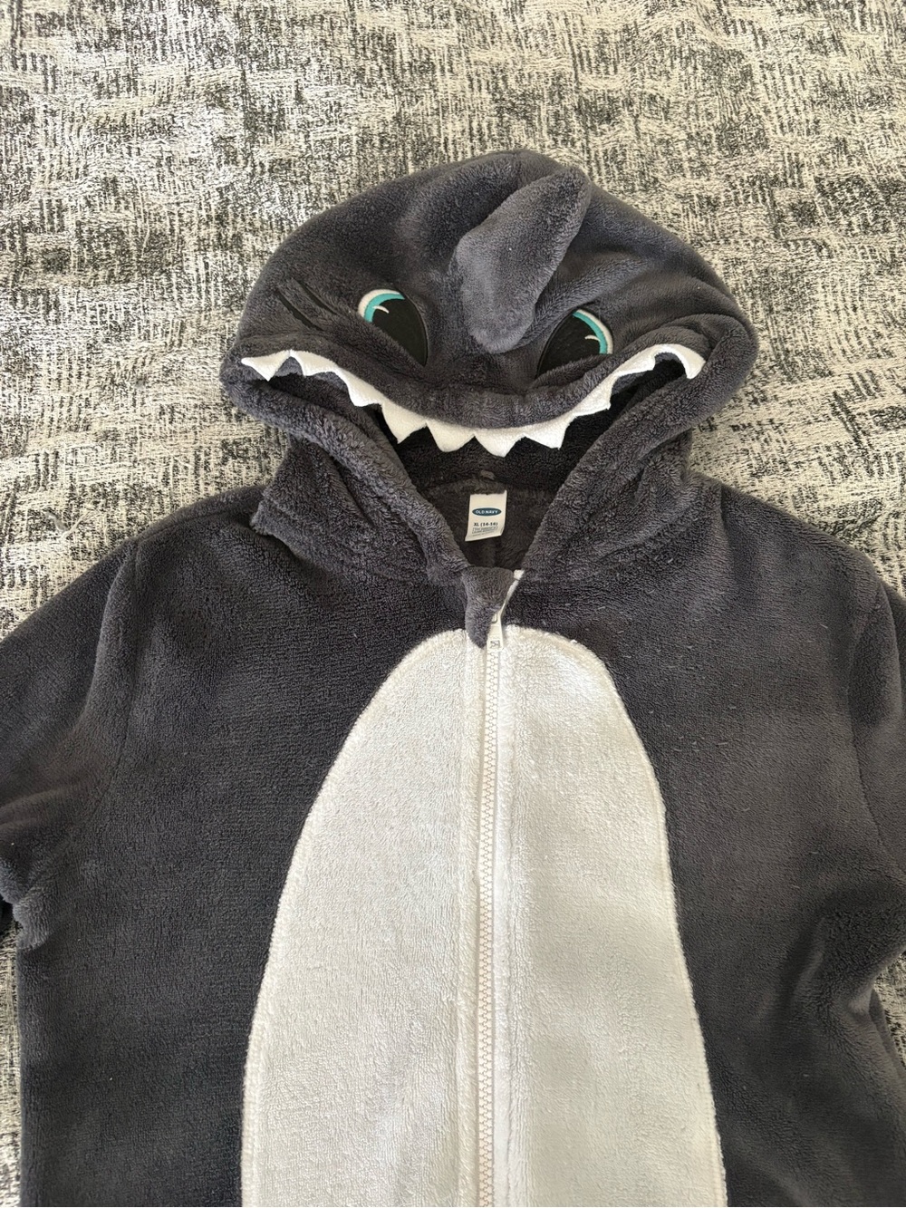 Old Navy Kids Hoodie Fleece Onesie Pajama Shark Size XL